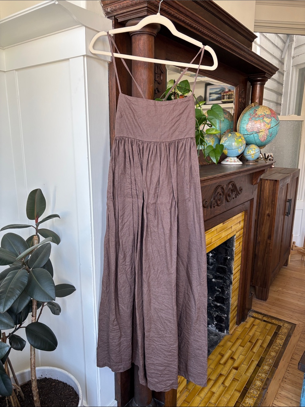Linen Adjustable Strap Maxi Dress